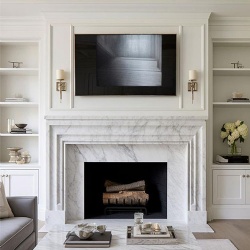 Marble Fireplace Mantel and TV Wall
