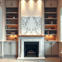 Marble Fireplace Mantel with Surrounding Millwork