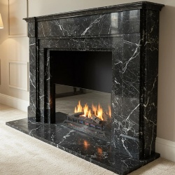 Marble and limestone reproduction fireplace mantel