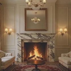 Marble fireplace mantel Calacatta Viola
