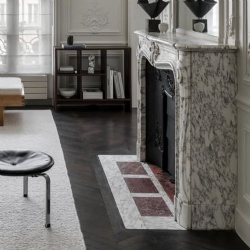 Marble fireplace mantel cover story Elle Decor Italy