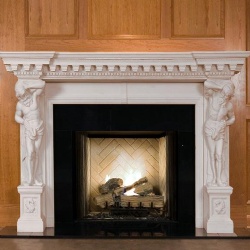 Marble mantel shown with a granite facing kit
