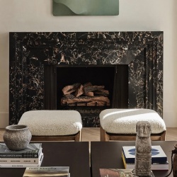 Minimalist marble fireplace enclosure by marble portoro gold