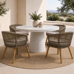 Modern White Concrete Round Dining Table