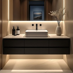 Modern bath vanities with simple and tidy storage design
