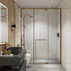 Modern bathroom narrow metal framed glass shower door