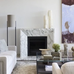 Modern marble fireplace surround Brooke Aitken Design