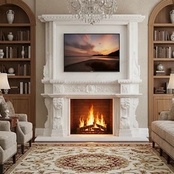 Monumental Marble Victorian Fireplace Mantel
