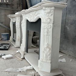 Natural Marble Fireplace Mantel Hand Sculpted Stone for Indoor Use Living Room Hotel Apartment Corner Freestanding