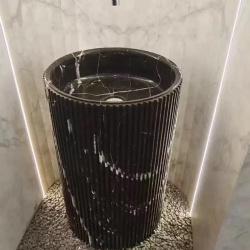 Nero Marquina marble bathroom freestanding basin