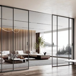 Panoramic view sliding glass dividing door