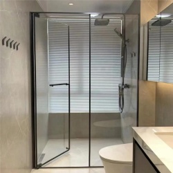 Pivot shower door by clear tempered glass