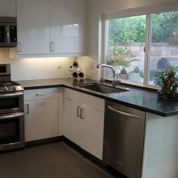 Polished basalt black prefabricated kitchen counter tops