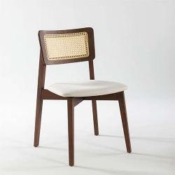 Rattan Back Danish Design Dining Chair with Solid Wood Frame