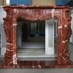 Red marble fireplace mantel manufacture and delivery