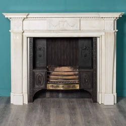 Reproduction George III style Neoclassical statutory marble fireplace