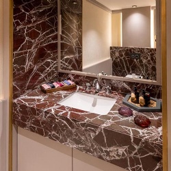 Rosso Levanto Marble Bathroom Vanities for Hotels and Resorts