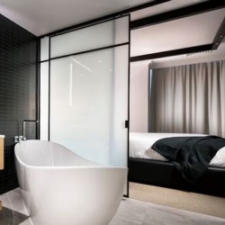 Sliding frosted glass door for Tradewinds hotel in Perth