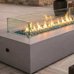 Smokeless GFRC Fire Pit with Glass Wind Guard