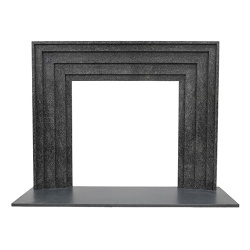 Stepped Steel Grey Granite Fireplace Surround