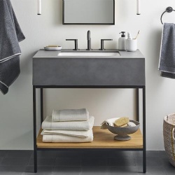 Streamline concrete bathroom single vanity