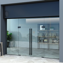 Stylish interior glass door for hotel building