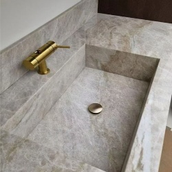 Taj Mahal quartzite bathroom vanity