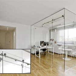 Tempered Clear Interior Glass Wall with Stainless Steel Track