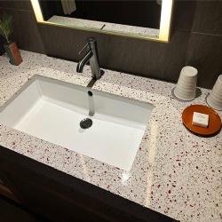 Terrazzo Bathroom Vanity Top with Integrated Sink for Hotel Project