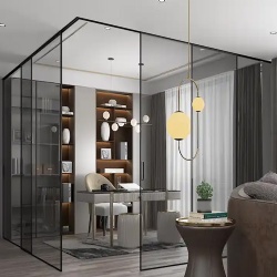 Top hung glass door with sequential sliding mechanism