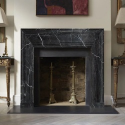 Toros Black Marble Hand-carved Fireplace Mantel Polished