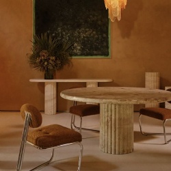 Travertine Beige Furniture Table and Credenza