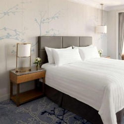 Upholsered headboard and beside table for Shangri La hotel in Sydney