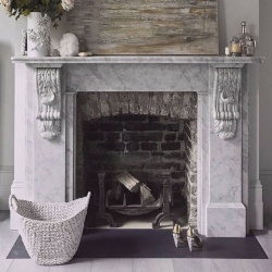 Victorian fireplace by Carrara marble with sheer size and corbel features