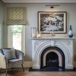 Victorian marble fireplace with cast iron insert