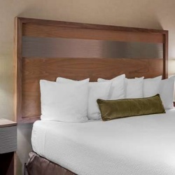 Wall Mounted Wooden Headboard with Metal Decorative Element