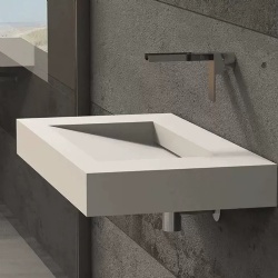 Wall mounted Corian lavatory ramp washbasin