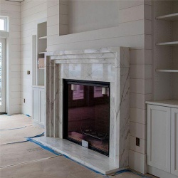 White Marble Fireplace Mantel Prefab for New Construction