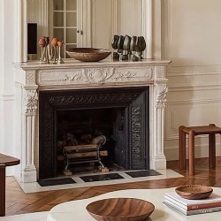 White Marble Fireplace Mantel for Residential Houses