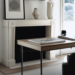White marble fireplace mantel for office