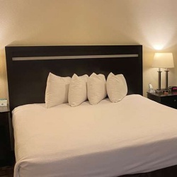 Wood Lacquered Headboard with Decorative Accent Stripe