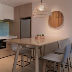 Wooden Dining Table and Chair in Hotel Guestroom