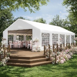 Wooden deck railing for marquee