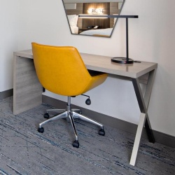 Writing Desk with Black Grommet Metal Legs with Levelers and Modesty Panel in Holiday Inn Express