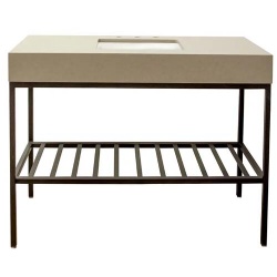 bathroom vanity unit with stone top and basin