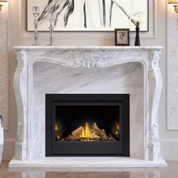 classic European natural stone fireplace surround