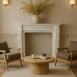 classic european stone fireplace mantel