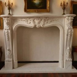classical marble fireplace mantel Louis XVI style