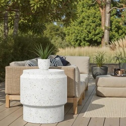 cylindrical concrete outdoor side table