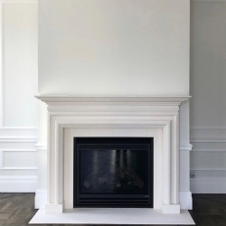 designer limestone fireplace mantel for high-end homes